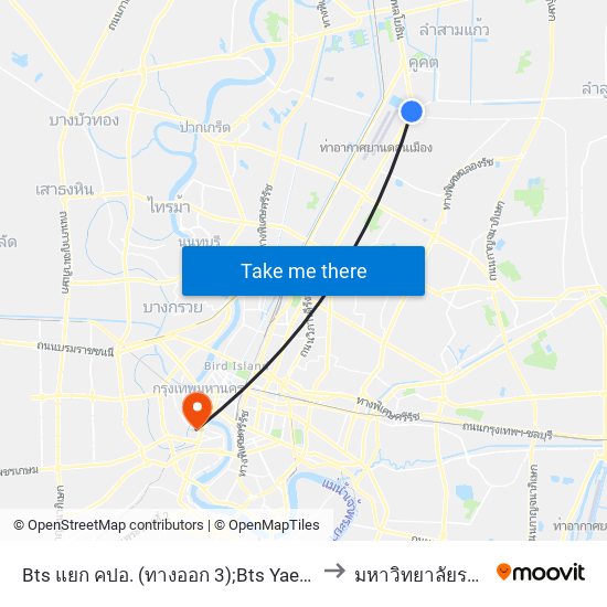 Bts แยก คปอ. (ทางออก 3);Bts Yaek Kor Por Aor (Exit 3) to มหาวิทยาลัยราชภัฏธนบุรี map