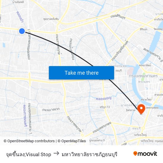 จุดขึ้นลง;Visual Stop to มหาวิทยาลัยราชภัฏธนบุรี map