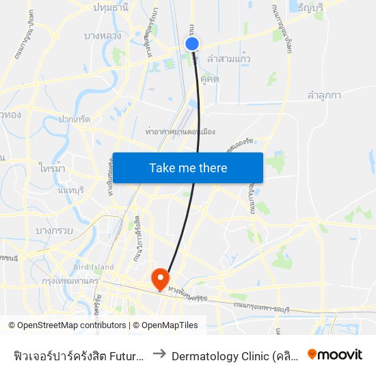 ฟิวเจอร์ปาร์ครังสิต Future Park Rangsit to Dermatology Clinic (คลินิกโรคผิวหนัง) map
