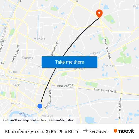 Btsพระโขนง(ทางออก3) Bts Phra Khanong (Exit 3) to รพ.อินทรารัตน์ map