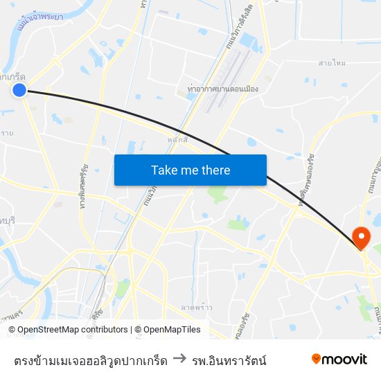 ตรงข้ามเมเจอฮอลิวูดปากเกร็ด to รพ.อินทรารัตน์ map