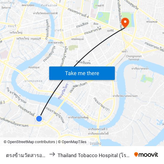 ตรงข้ามวัดสารอด WAT Sa Rot to Thailand Tobacco Hospital (โรงพยาบาลโรงงานยาสูบ) map