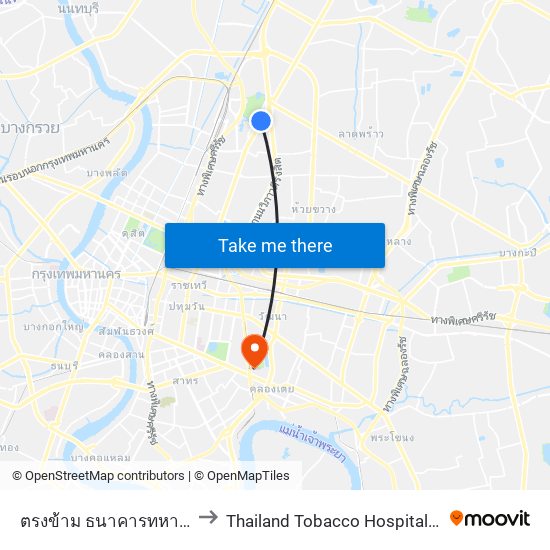 ตรงข้าม ธนาคารทหารไทย (สำนักงานใหญ่) to Thailand Tobacco Hospital (โรงพยาบาลโรงงานยาสูบ) map