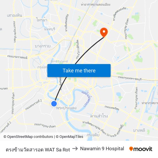 ตรงข้ามวัดสารอด WAT Sa Rot to Nawamin 9 Hospital map