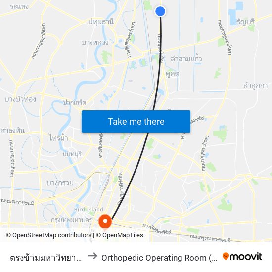 ตรงข้ามมหาวิทยาลัยกรุงเทพรังสิต to Orthopedic Operating Room (ห้องผ่าตัดออร์โธปิดิกส์) map