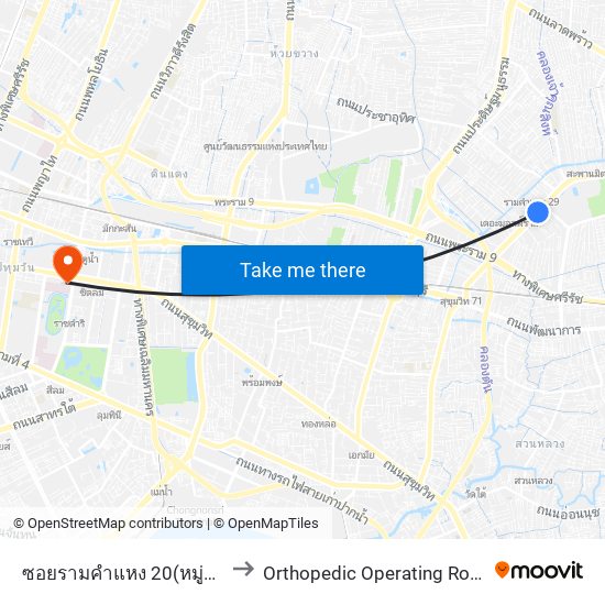 ซอยรามคำแหง 20(หมู่บ้านเสรี)ตรงข้ามบิ๊กซีราม to Orthopedic Operating Room (ห้องผ่าตัดออร์โธปิดิกส์) map