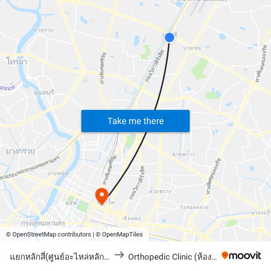 แยกหลักสี่(ศูนย์อะไหล่หลักสี่ซอย 2) Yaek Lak Si to Orthopedic Clinic (ห้องตรวจออร์โธปิดิกส์) map