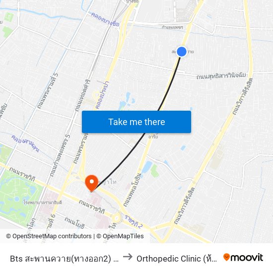 Bts สะพานควาย(ทางออก2) Bts Saphan Khwai (Exit 2) to Orthopedic Clinic (ห้องตรวจออร์โธปิดิกส์) map