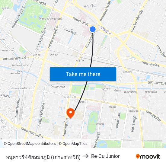 อนุสาวรีย์ชัยสมรภูมิ (เกาะราชวิถี) to Re-Cu Junior map