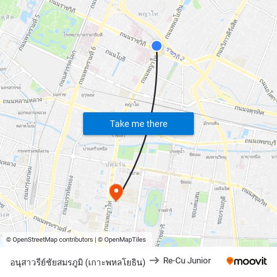 อนุสาวรีย์ชัยสมรภูมิ (เกาะพหลโยธิน) to Re-Cu Junior map