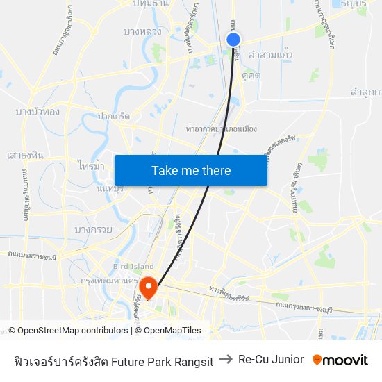 ฟิวเจอร์ปาร์ครังสิต Future Park Rangsit to Re-Cu Junior map