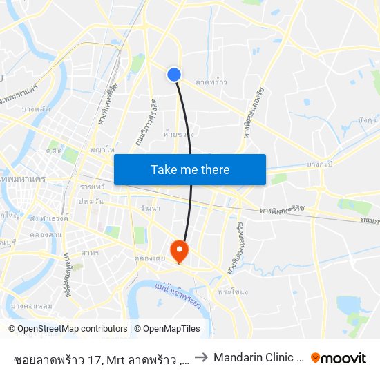 ซอยลาดพร้าว 17, Mrt ลาดพร้าว ,ลาดพร้าว 19 to Mandarin Clinic Rama 4 map