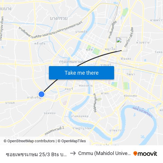 ซอยเพชรเกษม 25/3 Bts บางหว้า (ทางออก4) to Cmmu (Mahidol University, Viphavadi map