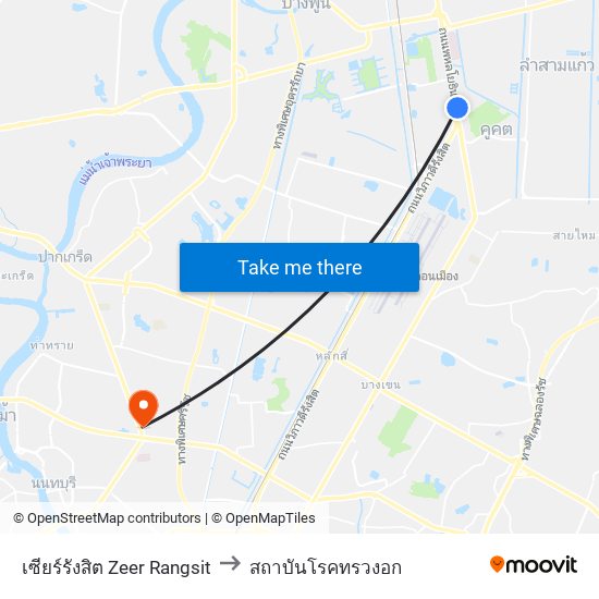 เซียร์รังสิต Zeer Rangsit to สถาบันโรคทรวงอก map