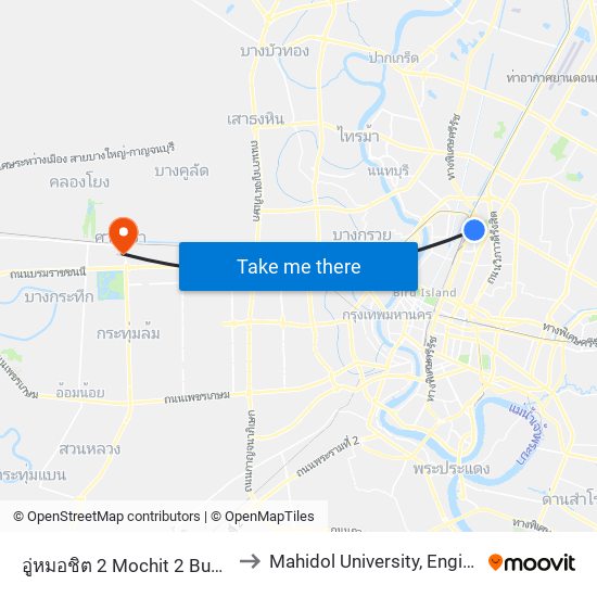 อู่หมอชิต 2 Mochit 2 Bus Depot to Mahidol University, Engineering map