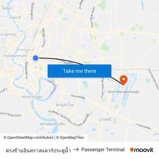 ตรงข้ามอินทราสแควร์ประตูน้ำ to Passenger Terminal map