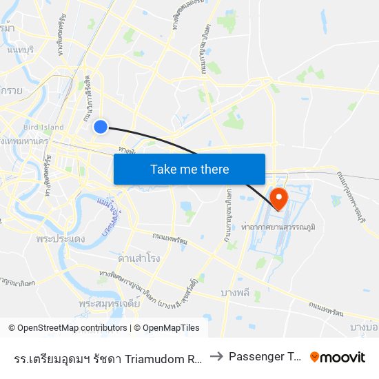 รร.เตรียมอุดมฯ รัชดา Triamudom Ratchada School to Passenger Terminal map