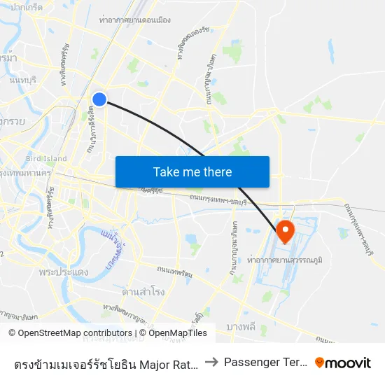 ตรงข้ามเมเจอร์รัชโยธิน  Major Ratchayothin to Passenger Terminal map