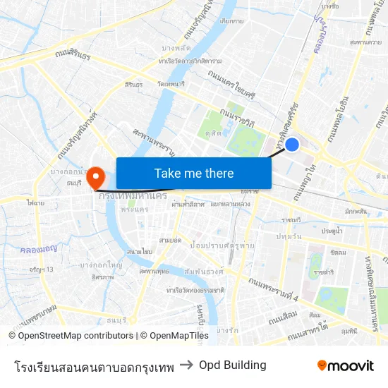 โรงเรียนสอนคนตาบอดกรุงเทพ to Opd Building map