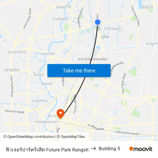 ฟิวเจอร์ปาร์ครังสิต Future Park Rangsit to Building 5 map