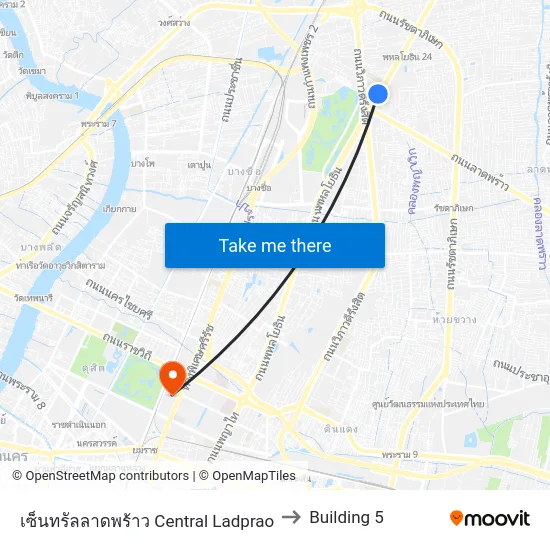 เซ็นทรัลลาดพร้าว Central Ladprao to Building 5 map