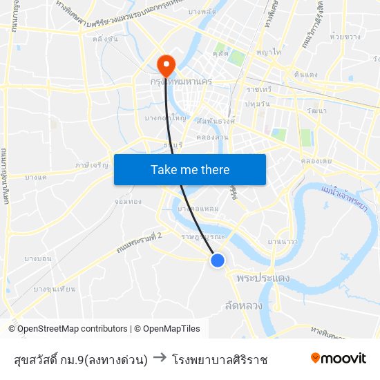 สุขสวัสดิ์ กม.9(ลงทางด่วน) to โรงพยาบาลศิริราช map