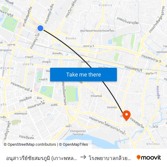 อนุสาวรีย์ชัยสมรภูมิ (เกาะพหลโยธิน) to โรงพยาบาลกล้วยน้ำไท map