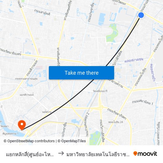 แยกหลักสี่(ศูนย์อะไหล่หลักสี่ซอย 2) Yaek Lak Si to มหาวิทยาลัยเทคโนโลยีราชมงคลพระนคร ศูนย์พระนครเหนือ map