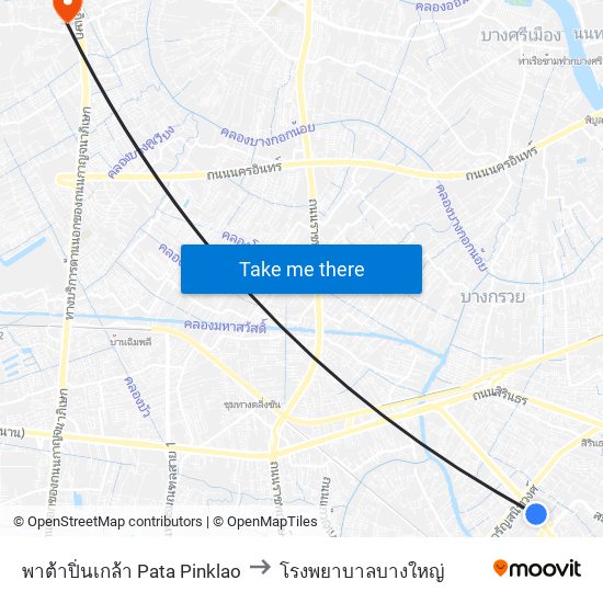 พาต้าปิ่นเกล้า Pata Pinklao to โรงพยาบาลบางใหญ่ map