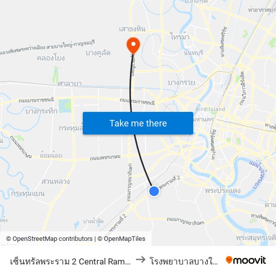 เซ็นทรัลพระราม 2 Central Rama 2 to โรงพยาบาลบางใหญ่ map