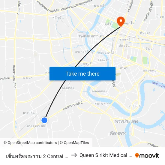 เซ็นทรัลพระราม 2 Central Rama 2 to Queen Sirikit Medical Center map