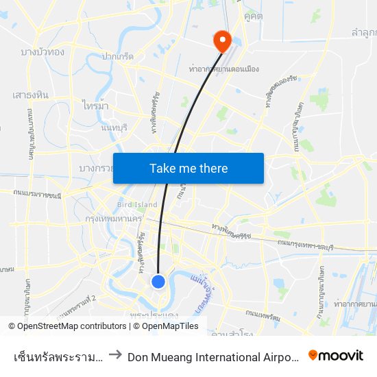 เซ็นทรัลพระราม 3 Central Rama 3 to Don Mueang International Airport (DMK) (ท่าอากาศยานดอนเมือง) map