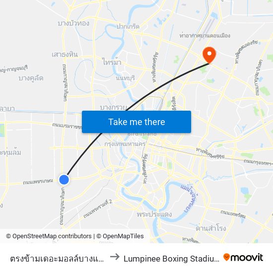 ตรงข้ามเดอะมอลล์บางแค Opp the Mall Bangkae to Lumpinee Boxing Stadium (สนามมวยเวทีลุมพินี) map