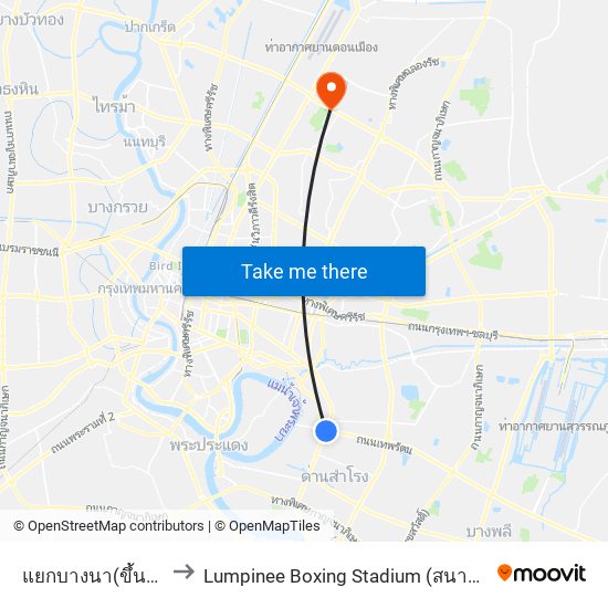 แยกบางนา(ขึ้นทางด่วน) to Lumpinee Boxing Stadium (สนามมวยเวทีลุมพินี) map