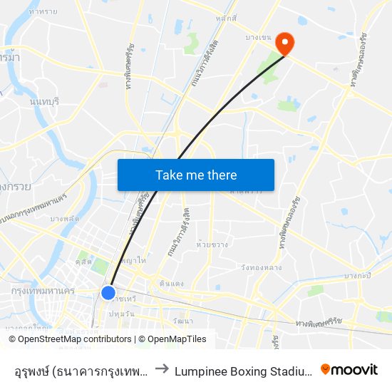 อุรุพงษ์ (ธนาคารกรุงเทพ สาขาอุรุพงษ์) Urupong to Lumpinee Boxing Stadium (สนามมวยเวทีลุมพินี) map