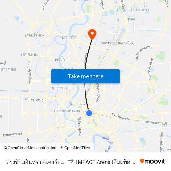 ตรงข้ามอินทราสแควร์ประตูน้ำ to IMPACT Arena (อิมแพ็ค อารีน่า) map