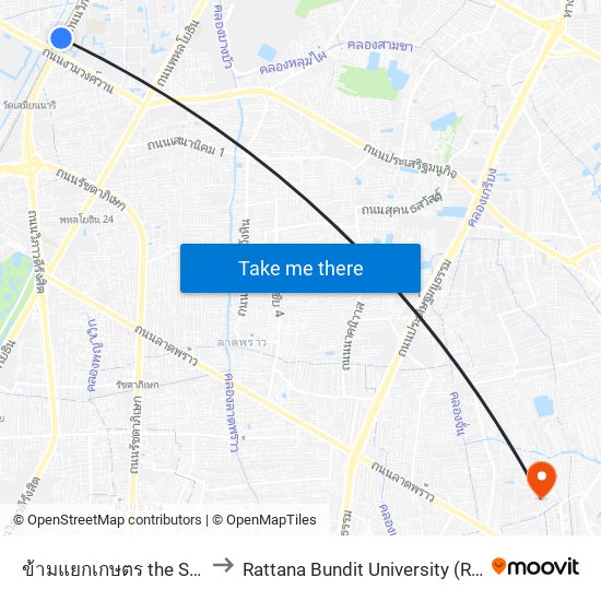 ข้ามแยกเกษตร the Separation Of Agriculture to Rattana Bundit University (RBAC) (มหาวิทยาลัยรัตนบัณฑิต) map