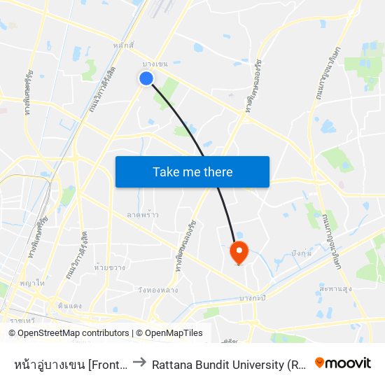 หน้าอู่บางเขน [Front] Bangkhen Bus Depot to Rattana Bundit University (RBAC) (มหาวิทยาลัยรัตนบัณฑิต) map