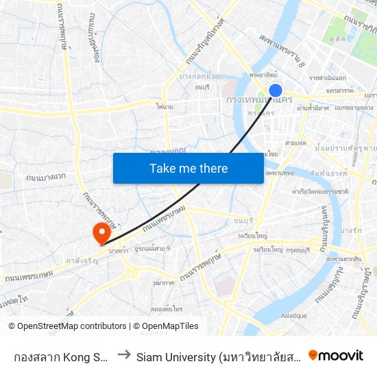 กองสลาก Kong Salak to Siam University (มหาวิทยาลัยสยาม) map