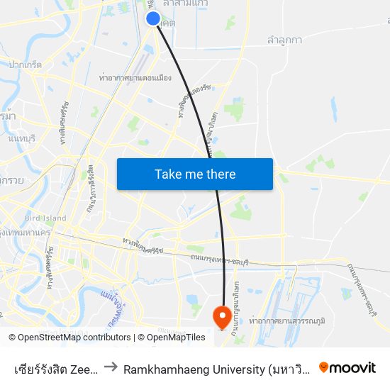 เซียร์รังสิต Zeer Rangsit to Ramkhamhaeng University (มหาวิทยาลัยรามคำแหง) map
