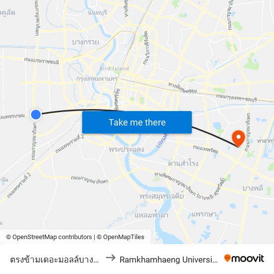 ตรงข้ามเดอะมอลล์บางแค Opp the Mall Bangkae to Ramkhamhaeng University (มหาวิทยาลัยรามคำแหง) map