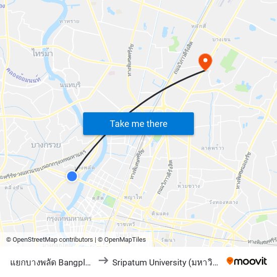 แยกบางพลัด Bangplad Junction to Sripatum University (มหาวิทยาลัยศรีปทุม) map