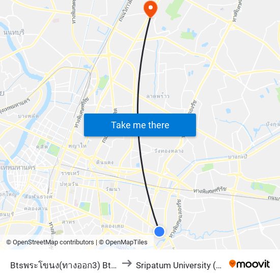 Btsพระโขนง(ทางออก3) Bts Phra Khanong (Exit 3) to Sripatum University (มหาวิทยาลัยศรีปทุม) map