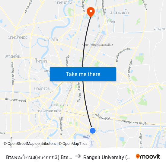 Btsพระโขนง(ทางออก3) Bts Phra Khanong (Exit 3) to Rangsit University (มหาวิทยาลัยรังสิต) map