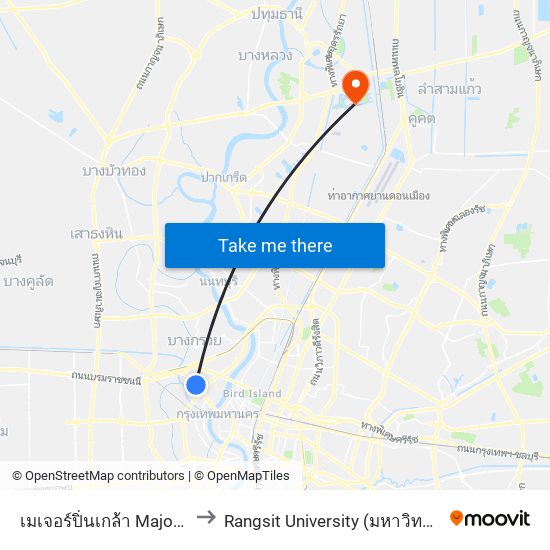 เมเจอร์ปิ่นเกล้า Major Pinklao to Rangsit University (มหาวิทยาลัยรังสิต) map