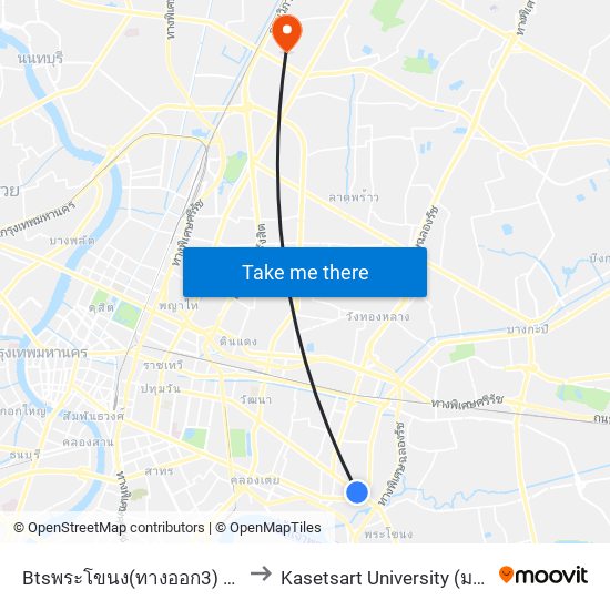 Btsพระโขนง(ทางออก3) Bts Phra Khanong (Exit 3) to Kasetsart University (มหาวิทยาลัยเกษตรศาสตร์) map