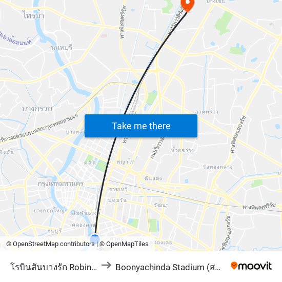 โรบินสันบางรัก Robinson Bangrak to Boonyachinda Stadium (สนามบุณยะจินดา) map