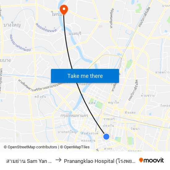 สามย่าน Sam Yan Intersection to Pranangklao Hospital (โรงพยาบาลพระนั่งเกล้า) map