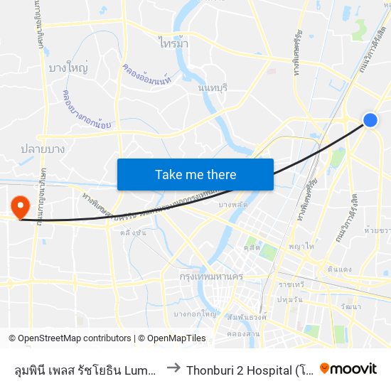 ลุมพินี เพลส รัชโยธิน  Lumpini Place Ratchayotin to Thonburi 2 Hospital (โรงพยาบาลธนบุรี 2) map