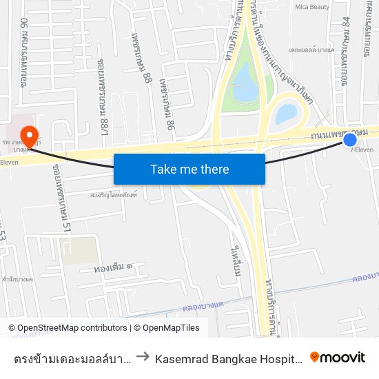 ตรงข้ามเดอะมอลล์บางแค Opp the Mall Bangkae to Kasemrad Bangkae Hospital (โรงพยาบาลเกษมราษฎร์ บางแค map